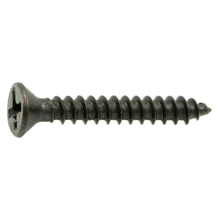 Midwest Fastener Sheet Metal Screw, #6 x 1 in, Black Steel Flat Head Phillips Drive, 30 PK 63287